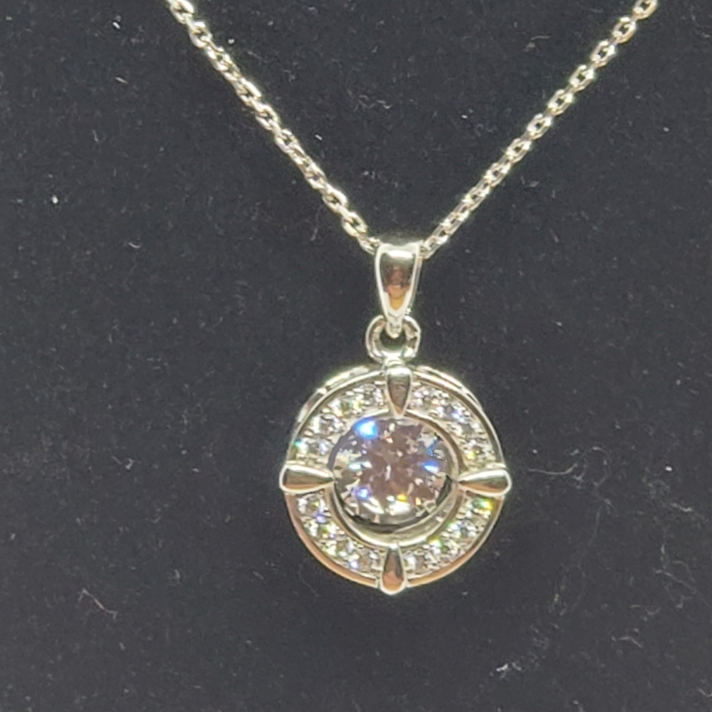 GORGEOUS STERLING SILVER "DANCING" GEM NECKLACE